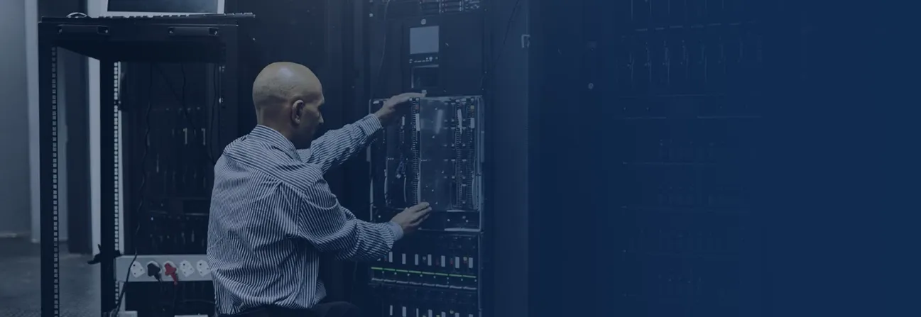 man providing IT infrastructure managed services